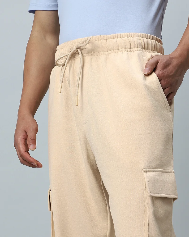 bewakoof  Men's Brown Oversized Cargo Warm Joggers for Men | Best Price UAE